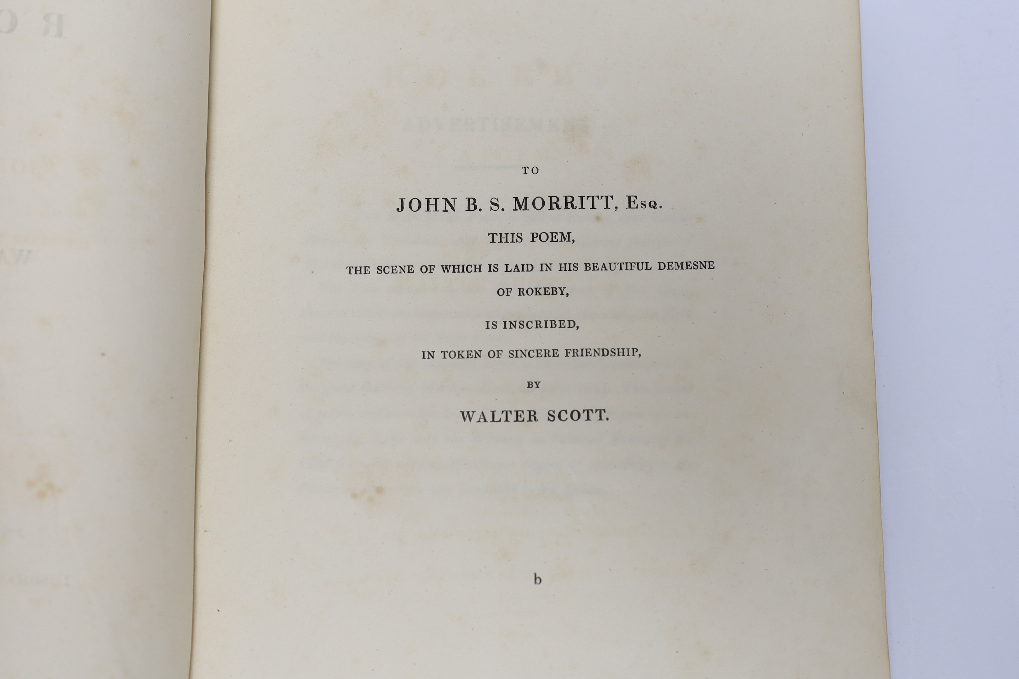 Scott, Sir Walter - Rokeby; a Poem. First Edition. half title, 2 advert. leaves; contemp. gilt diced calf, rebacked with gilt decorated panelled spine, 4to. Edinburgh and London, 1813